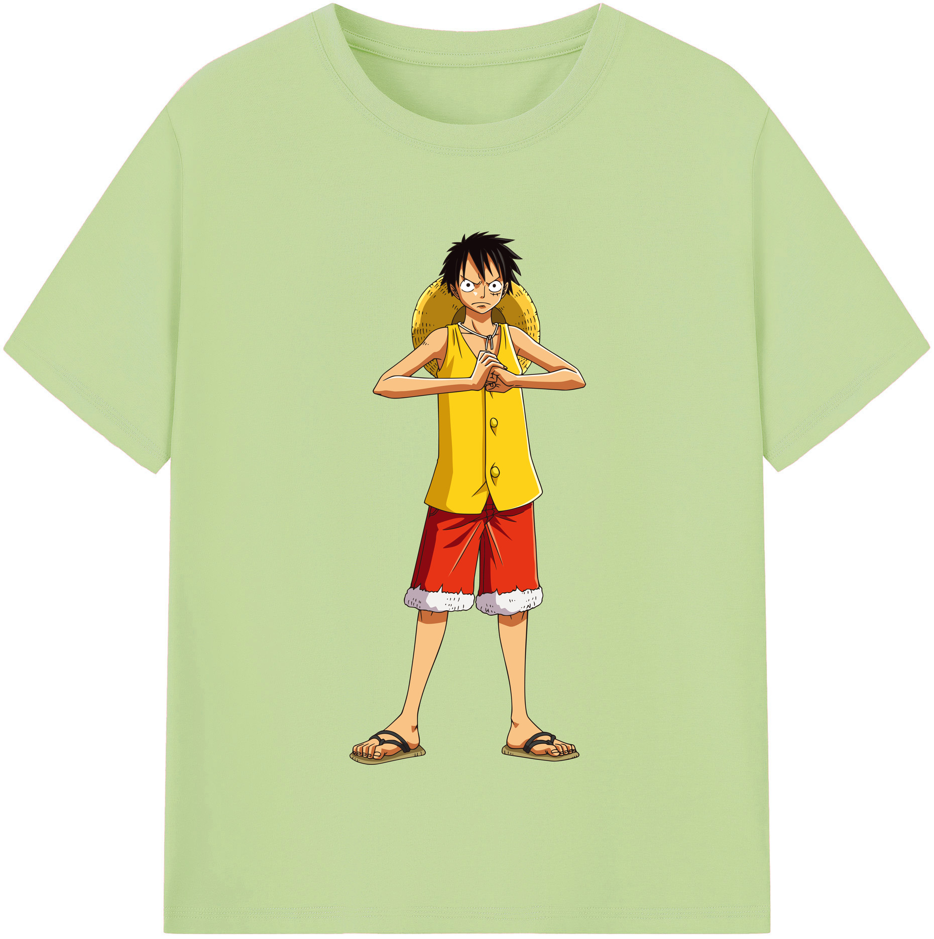 ワンピース モンキー・D・ルフィ ONE PIECE Monkey D. Luffy 綿100％半袖Tシャツ（フロントプリント）
